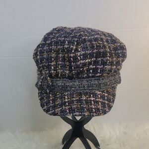 Nine West Tweed Newsboy Cap - Purple and Gray